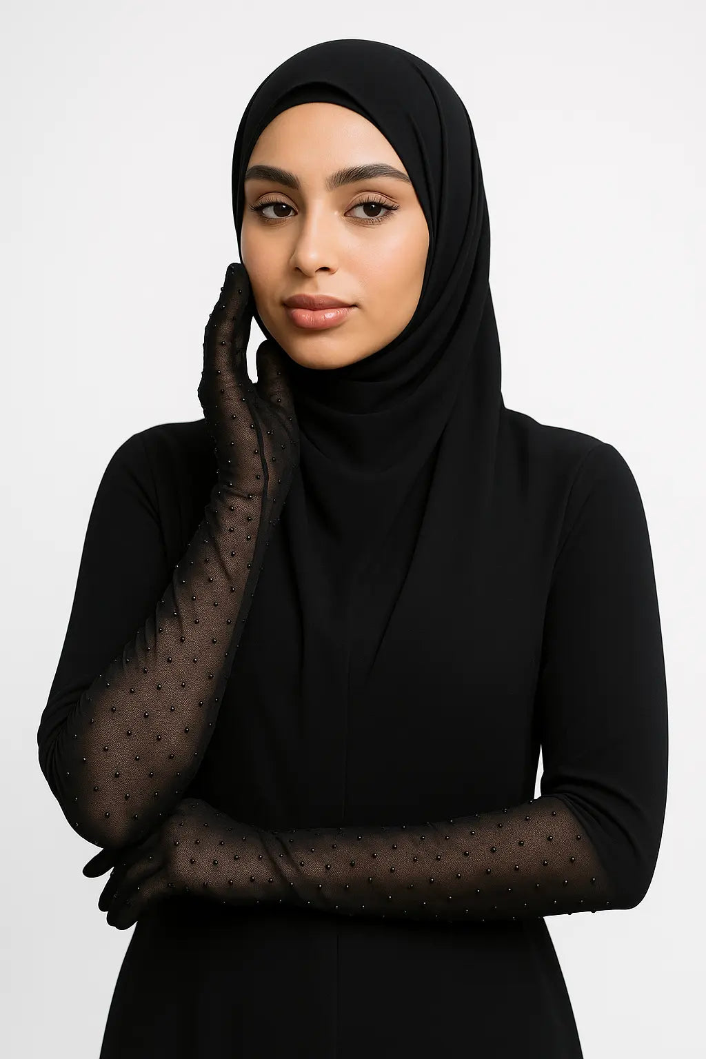 Black Rhinestone Gloves Smack Touch