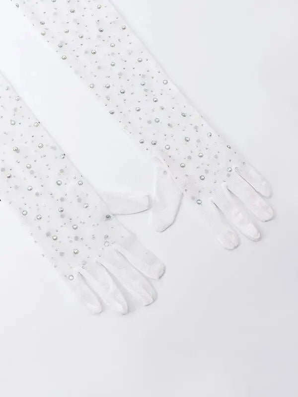 Rhinestone Decor Gloves