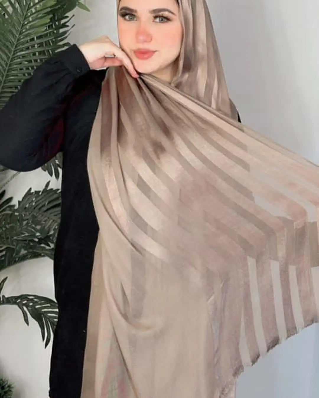 Half linen With half Satin Stripes