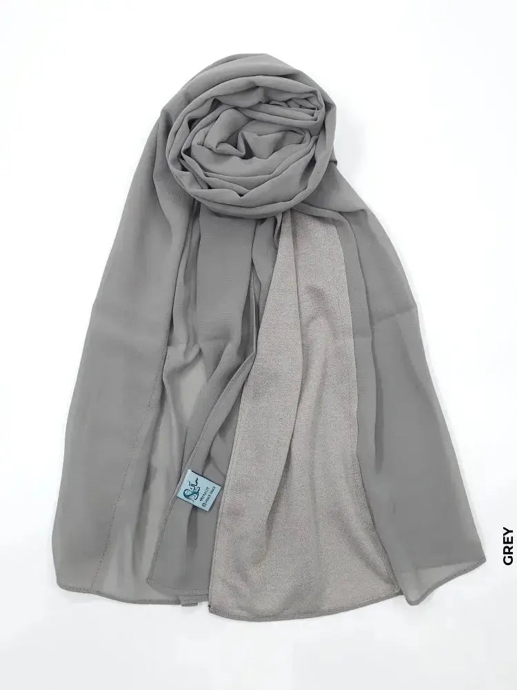 Chiffon High Quality Stitch Hijab Grey Scarf (Hijab)