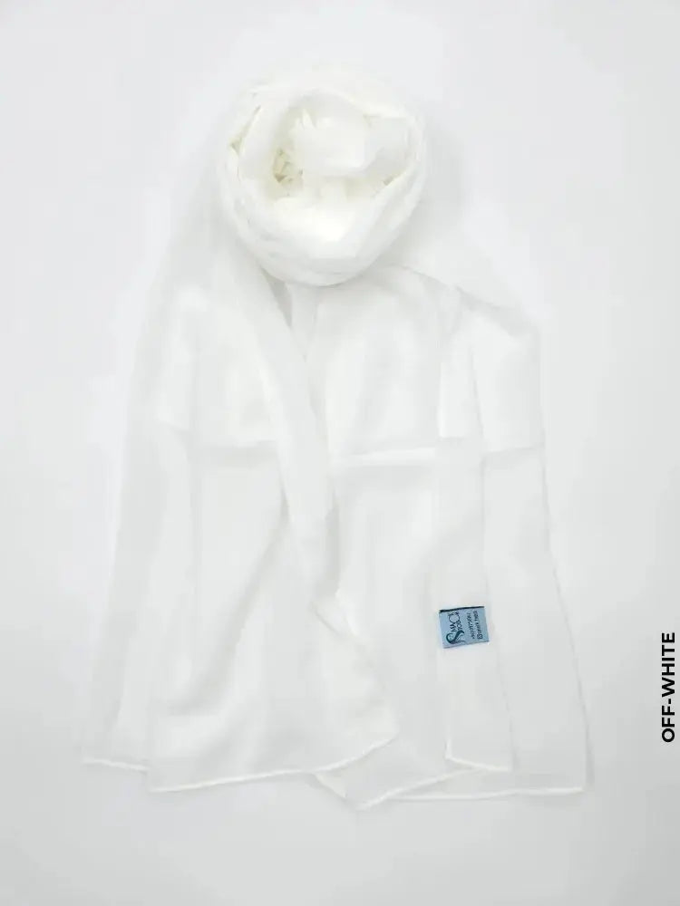 Chiffon High Quality Stitch Hijab Off White Scarf (Hijab)