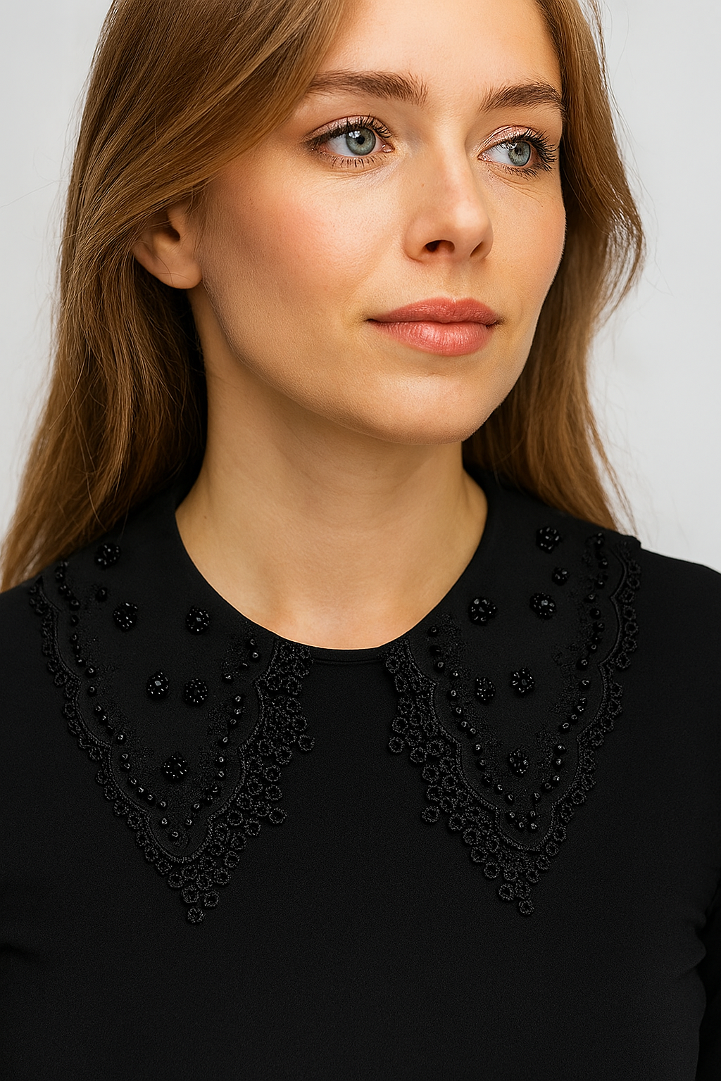 طوق دانتيل مطرز قابل للفصل للنساء 3 ألوان