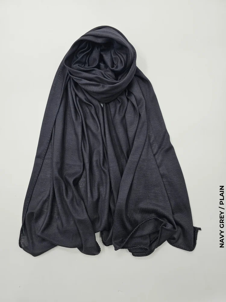 Kleenex Cotton Hijab Navy Grey / Plain Scarf (Hijab)