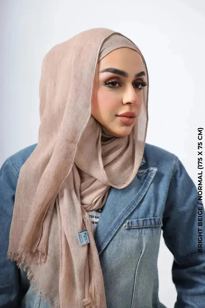 Kresha Thailendi Hijab Bright Beige / Normal (175 x 75 cm) Linen Scarf