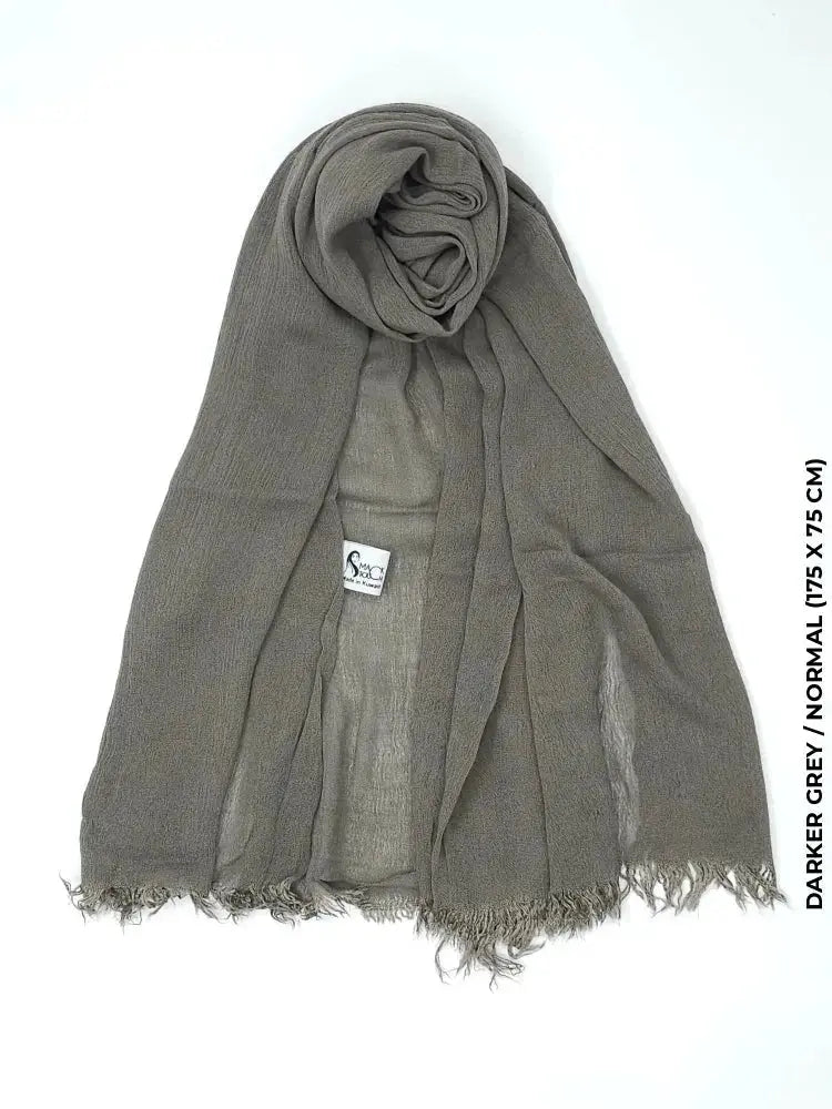 Kresha Thailendi Hijab Normal (175 x 75 cm) / Darker Grey Linen Scarf