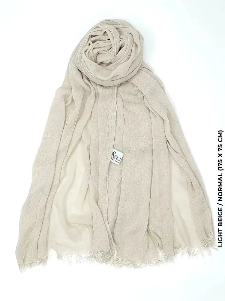 Kresha Thailendi Hijab Normal (175 x 75 cm) / Light Beige Linen Scarf