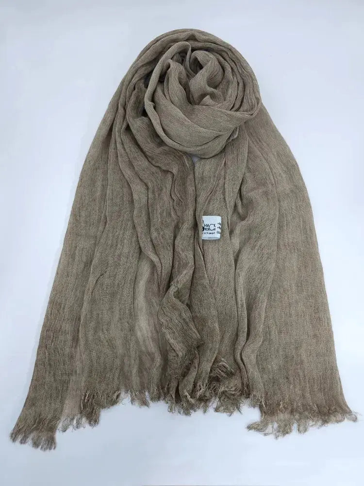 Linen Kresha Thailendi Shawl | خام تهايلندي او كريشا شال Normal (175 X 75 Cm) / Real Khaki Scarf