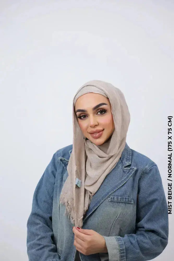 Kresha Thailendi Hijab Mist Beige / Normal (175 x 75 cm) Linen Scarf