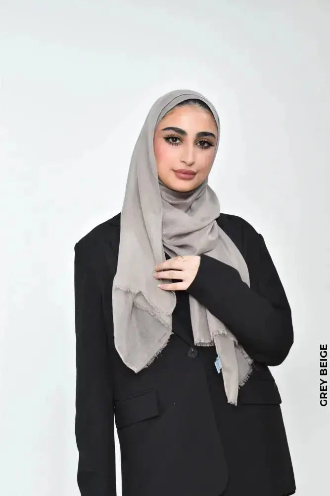 Lightweight Small Size Shawl Hijab Grey Beige Scarf (Hijab)