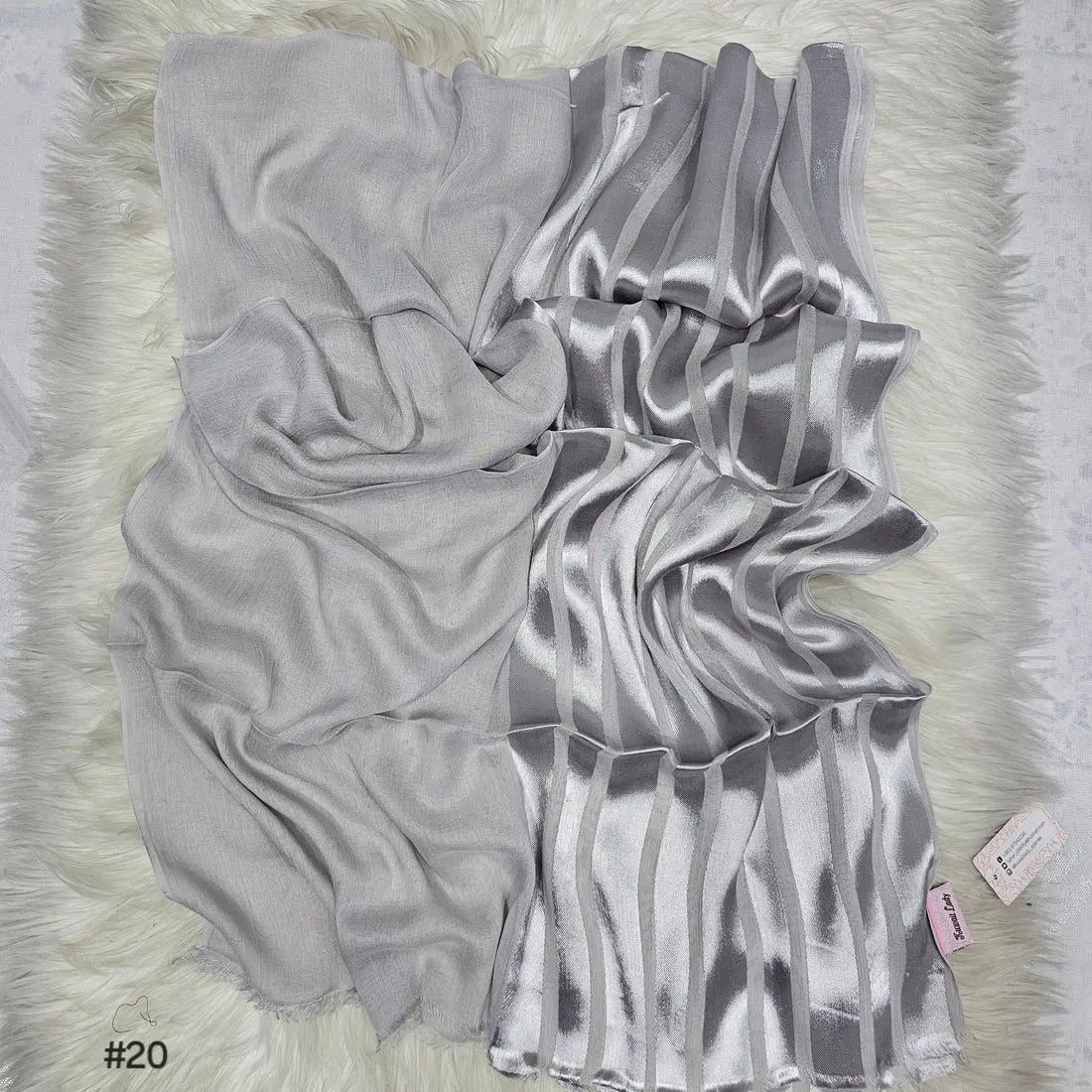 Half linen With half Satin Stripes Smack Touch (Hijab)