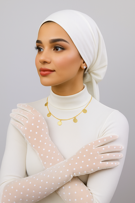 أكمام دانتيل منقطه للنساء