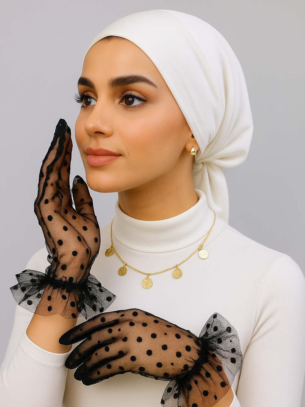 قفازات شبكية منقطة | قفازات العروس