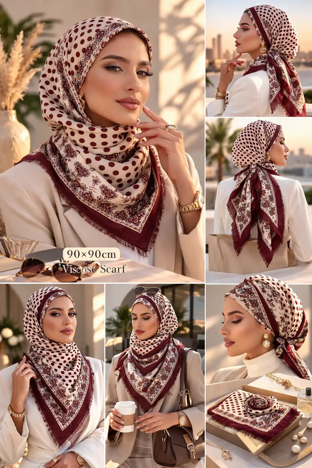 Viscose wool scarf Hijab Murabba 90*90 Smack Touch (Collars)