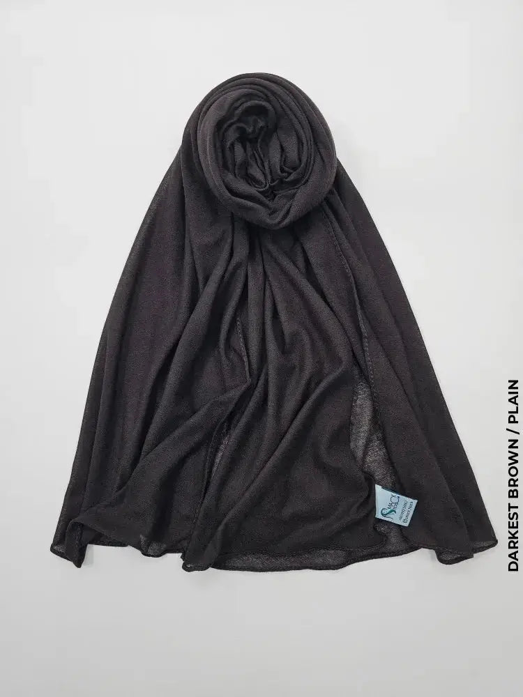 Shaash Turkey High Quality Scarf Darkest Brown / Plain Scarf (Hijab)