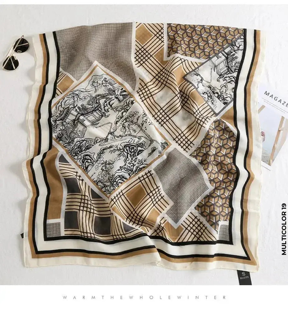 Women Silk Scarf for Summer Hijab Murabba 90*90