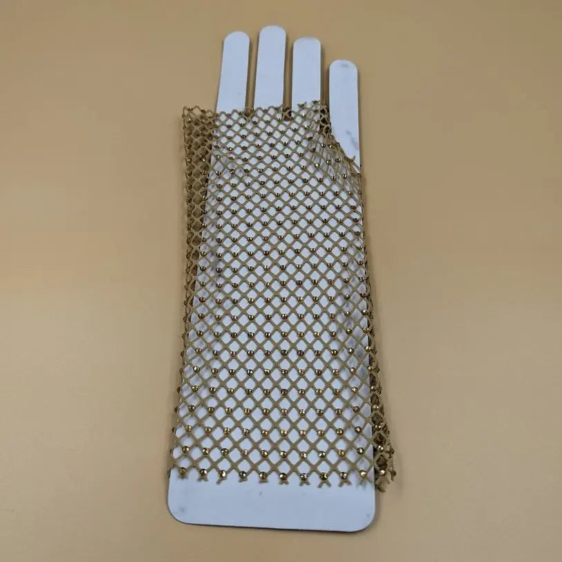 Fishnet Crystal Gloves for Women | Rhinestone Decor