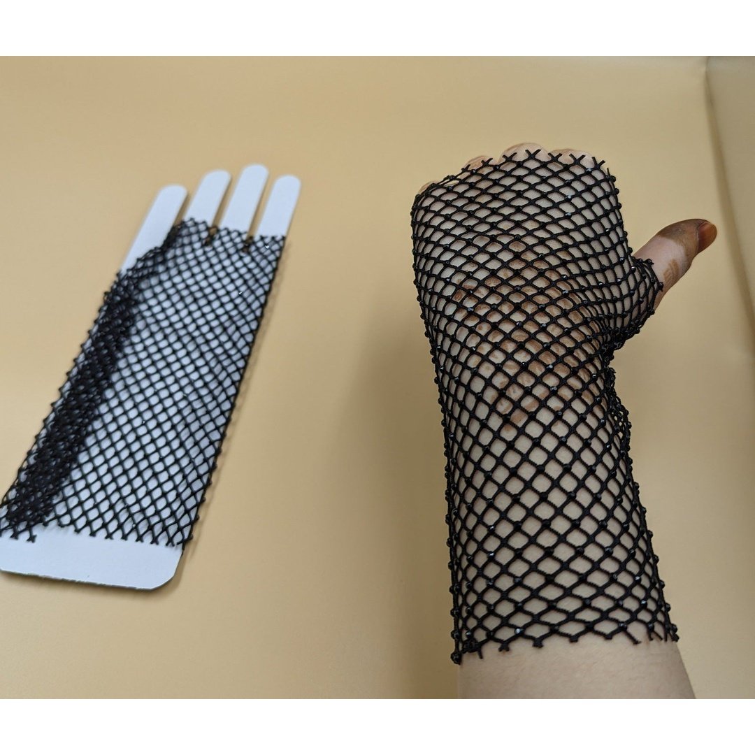 Fishnet Crystal Gloves for Women | Rhinestone Decor