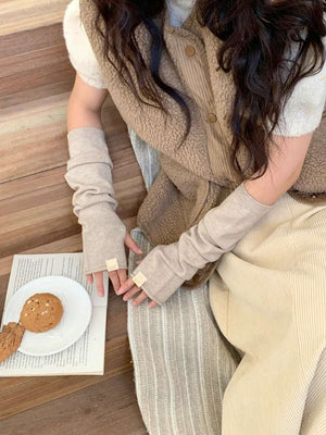 Long Fingerless cashmere gloves for women