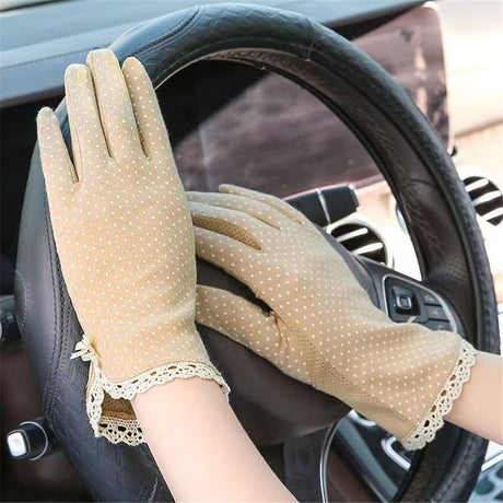 Sun Protection Polka Dotted Gloves | دانتيل