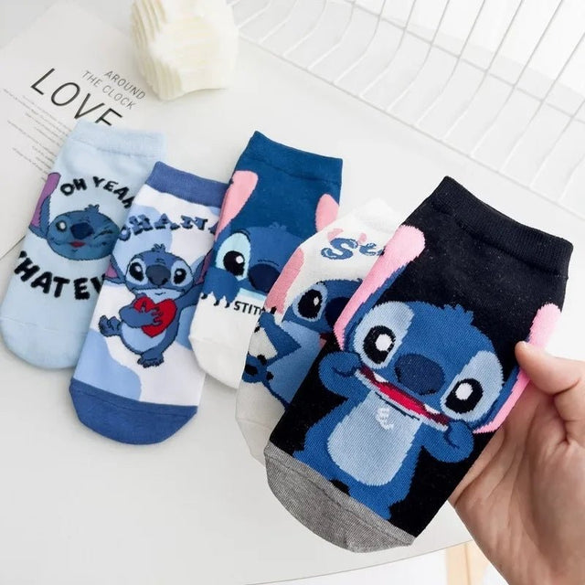 Stitch Cartoon Ankle Socks | Child Socks | 5 Pair