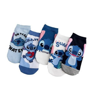 Stitch Cartoon Ankle Socks | Child Socks | 5 Pair