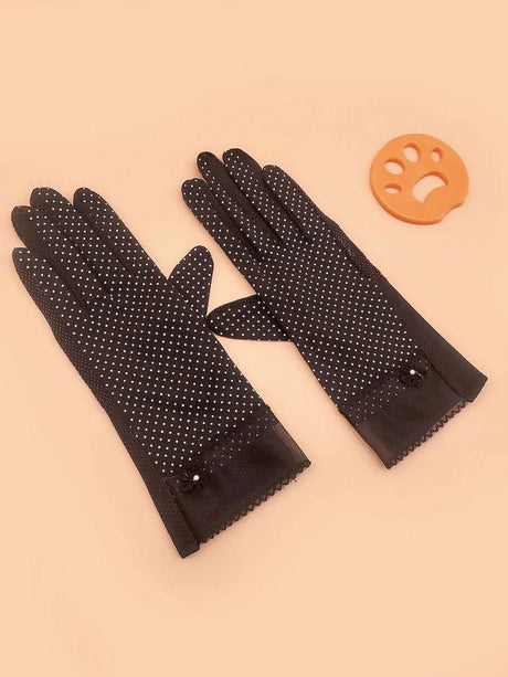 Sun Protection Polka Dotted Driving Gloves | دانتيل |