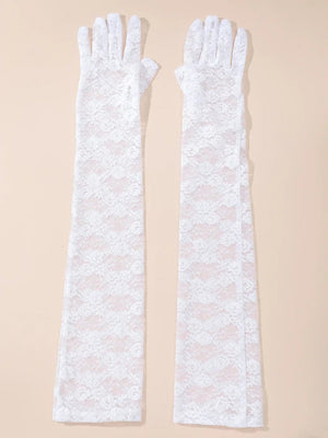 Floral lace Long Gloves | Black & White