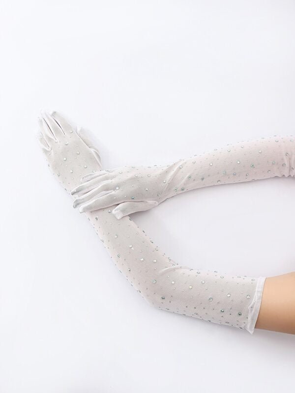 Rhinestone Decor Gloves