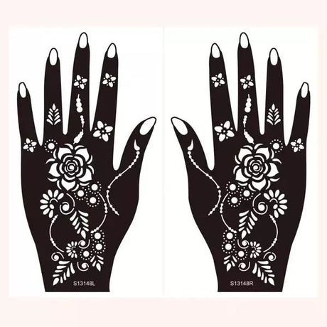 Flower Pattern Mehndi Stencils | 2 Sheets | 4 Style