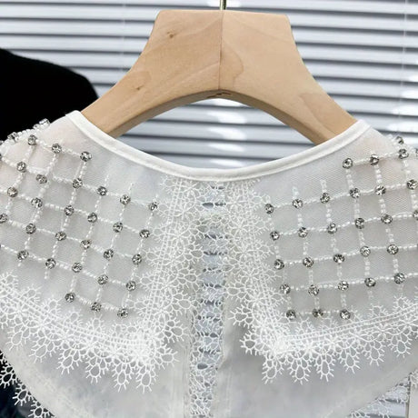 White organza hollow out collar