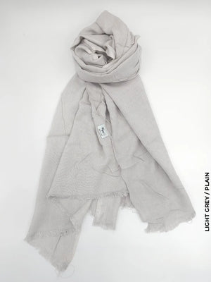 Cashmere Linen Hijab For Winter Light Grey / Plain Scarf (Hijab)