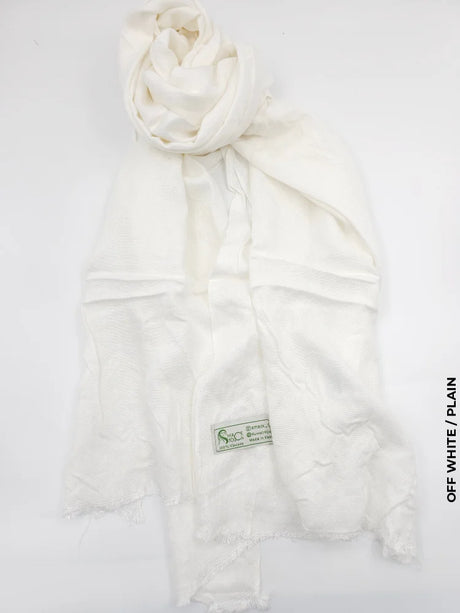 Cashmere Linen Hijab For Winter Off White / Plain Scarf (Hijab)