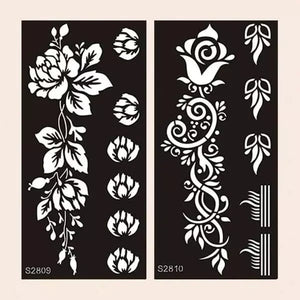 Flower Pattern Mehndi Stencils | 2 Sheets | 4 Style