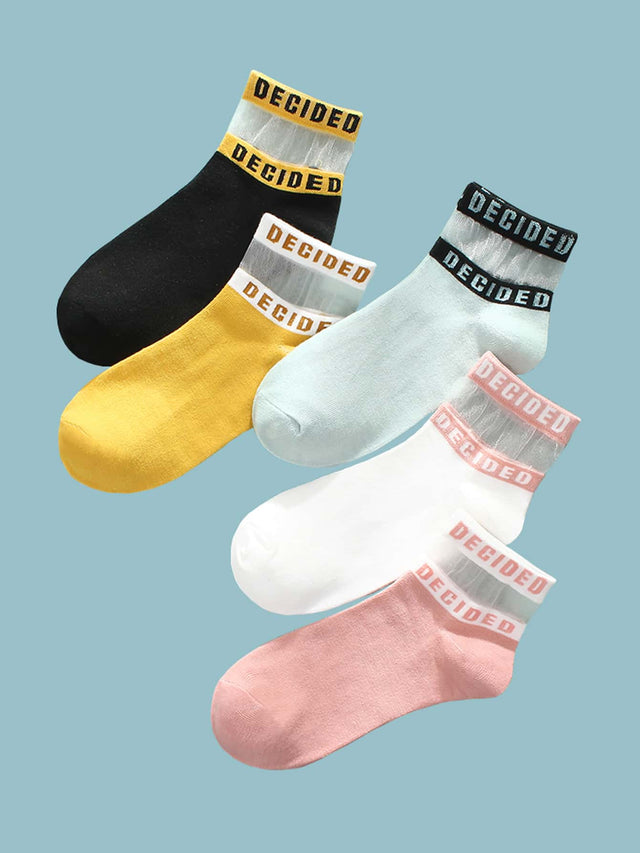 5 pair letter graphics socks