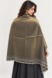 Moonlight Reversible Black & Antique Gold Shawl - 02-back-drape