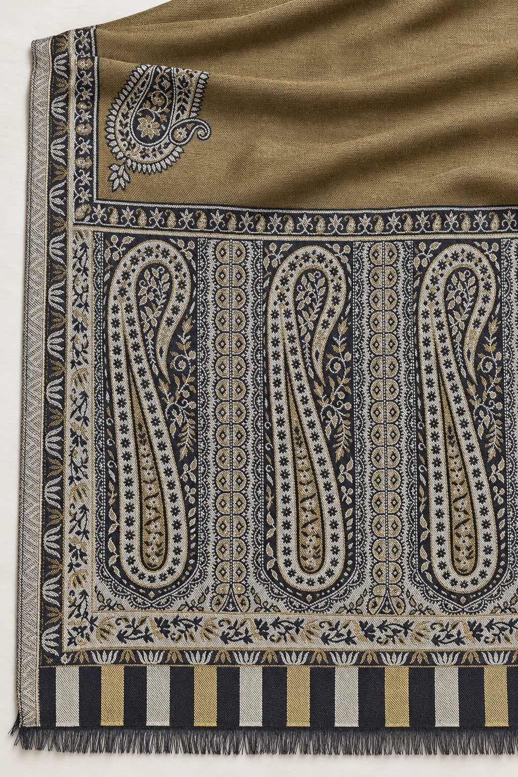 Moonlight Reversible Black & Antique Gold Shawl - 03-material-detail