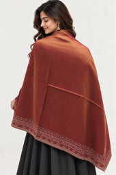 Moonlight Reversible Burgundy & Copper Shawl - 02-back-drape