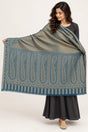 Moonlight Reversible Steel Blue & Pewter Shawl - 01-model-portrait