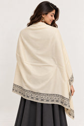Moonlight Reversible Ivory & Charcoal Shawl - 02-back-drape