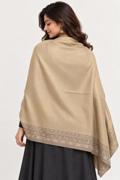 Moonlight Reversible Champagne & Taupe Shawl - 02-back-drape