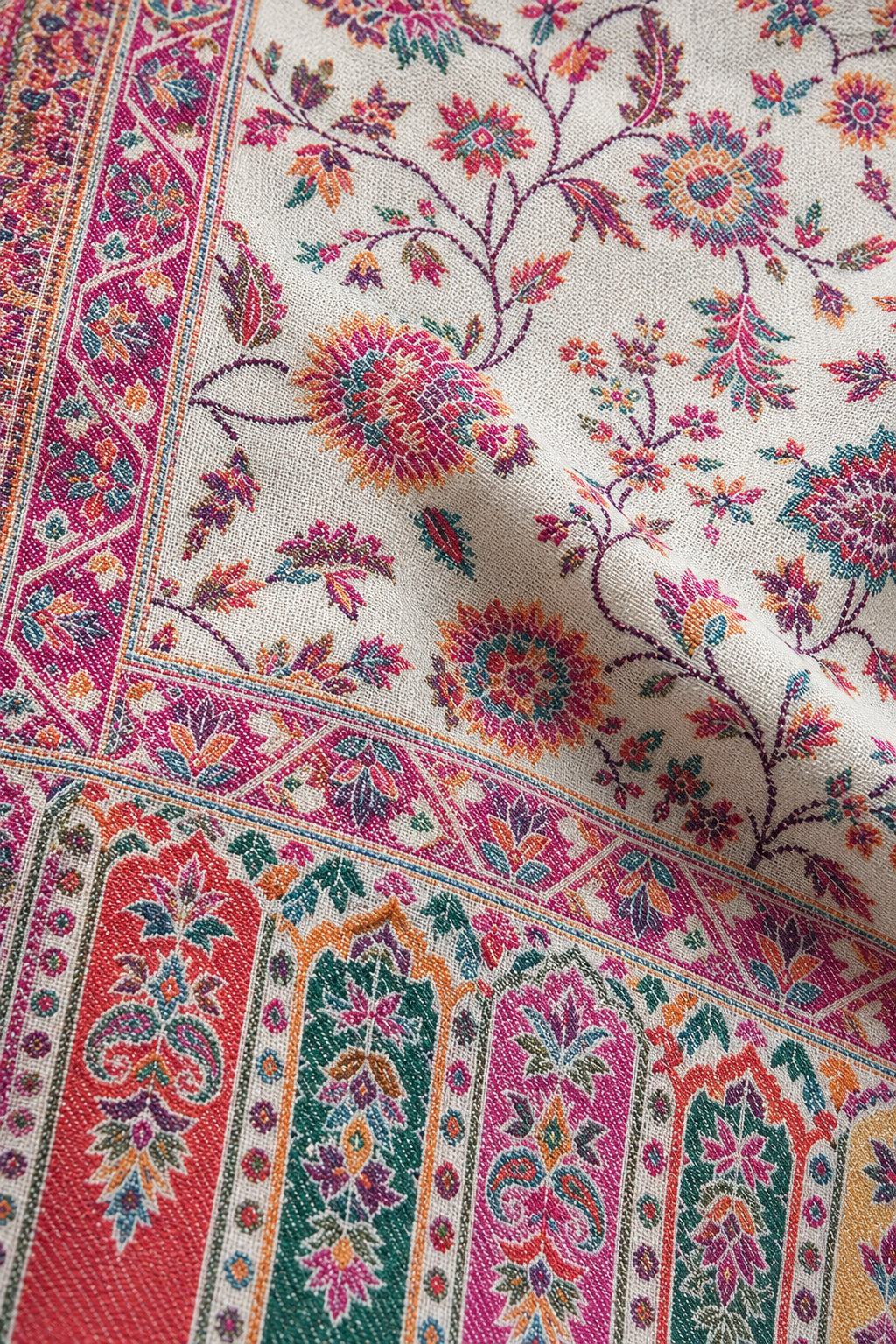 Premium Kani #17 Floral Ivory Shawl — 02-material-macro