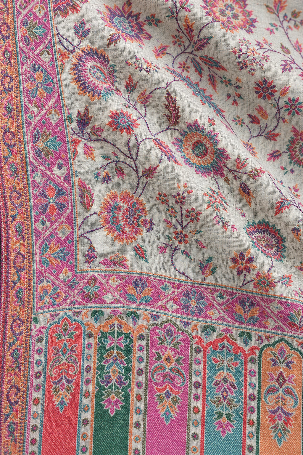 Premium Kani #17 Floral Pearl Ivory Shawl — 02-material-macro