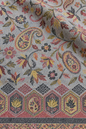 Premium Bareek Kani #32 Long Paisley Silver Grey Shawl — 02-material-closeup