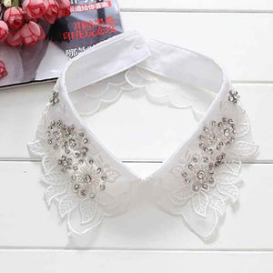 Handmade Rhinestones Lace Collar