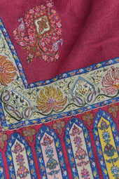 Premium Kalamkari Border #67 Burgundy Shawl — 02-material-macro