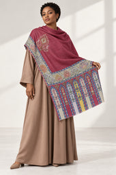 Premium Kalamkari Border #67 Burgundy Shawl — 03-full-length-portrait