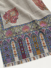 Premium Kalamkari Border #67 Taupe Shawl — 05-pallu-detail