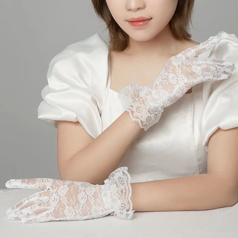 Floral Lace Gloves | Full Finger | Stylish