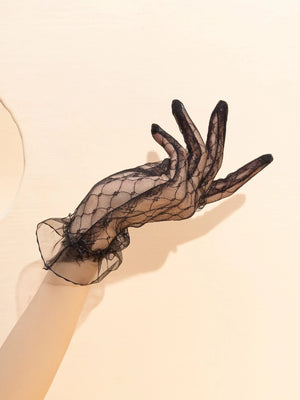 Mesh Trim Bridal Gloves