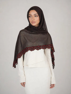 شيلات خام شيفون مع تتريز دانتيل
